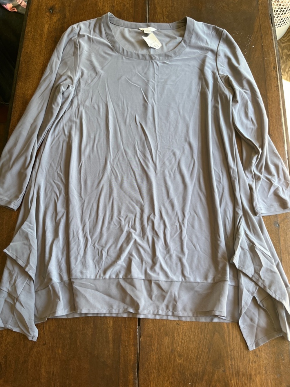 Women's Light Gray Layered Hem Top